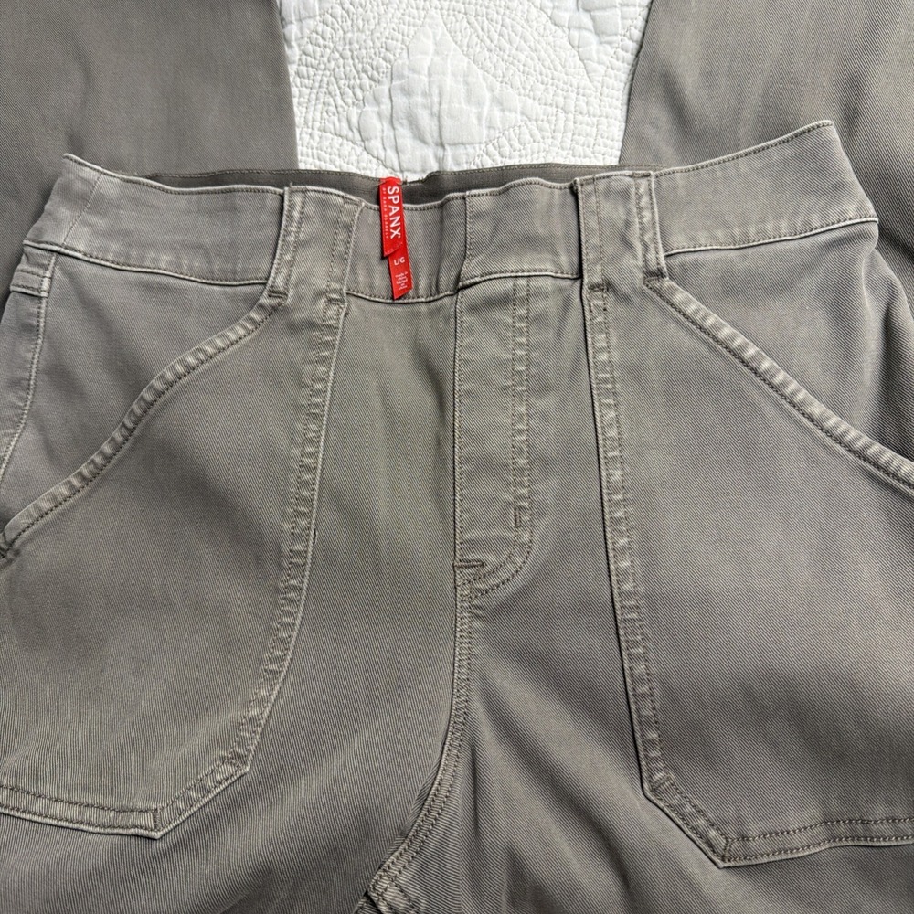 SPANX Soft Brown STRETCH TWILL Utility Pull On Ankle Length  Pants Sz LG